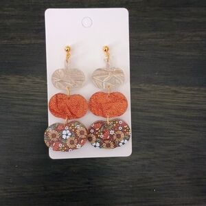 Floral Orange Pumpkin Earrings